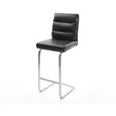 DELIFE Chaise-de-bar Pela-Flex cuir véritable noir chaise cantilever acier plat inoxydable