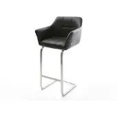 DELIFE Chaise-de-bar Yulo-Flex cuir véritable noir chaise cantilever acier plat inoxydable