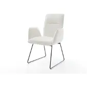 DELIFE Chaise-de-salle-à-manger Vinja-Flex bouclé doux beige pied trapèze noir