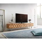 DELIFE Buffet bas Fevo 200 cm acacia nature 4 portes Pied-L