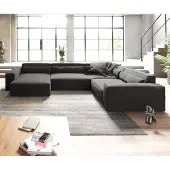 DELIFE Canapé panoramique Sirpio XL 360x260 cm Microfibre Noir Recamiere variable