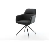 DELIFE Chaise-de-salle-à-manger Pejo-Flex cuir de vache noir pied croisé conique noir ressorts ensachés