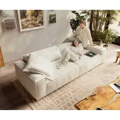 DELIFE Grand canapé Freestyle Cozy 280x110 cm Bouclé beige doux