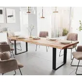 DELIFE Table à manger Edge 280x100 XL acacia nature patin noir Live-Edge