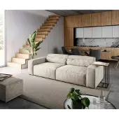 DELIFE Grand Canapé Sirpio 230x95 cm Velours côtelé Beige avec Tabouret