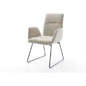 DELIFE Chaise-de-salle-à-manger Vinja-Flex tissu tissé doux beige pied trapèze noir