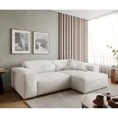 DELIFE Canapé d'angle Sirpio 230x155 cm Bouclee Crème-blanc Recamiere variable
