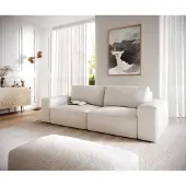 DELIFE Big canapé Lanzo 230x95 cm bouclé blanc crème avec pouf