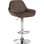 CLP Tabouret de bar Braga, revêtement en velours, structure métallique, réglable en hauteur et pivotant, structure marron, finition chromée