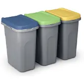 Casaria Lot de 3 poubelles en plastique 25L