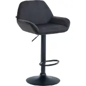 CLP Tabouret de bar Braga, revêtement en velours, structure métallique, réglable en hauteur et pivotant | Couleur : noir. Structure : noire