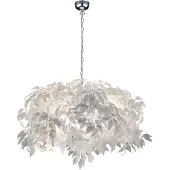 TRIO Leuchten - Design Lampe à suspendre romantique I Lampe à suspendre I Suspension blanche avec feuilles - PlumeI 4 flammes I Salon I Chambre à coucher - Plastique Rond - Convient pour LED E14