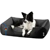 BedDog Lit pour chien LUPI, canapé pour chien, coussin lavable, THE-ROCK (noir/gris), (L) env. 80 x 65 x 18 cm