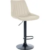 CLP Tabouret de bar Toni en similicuir, pivotant et réglable en hauteur en continu, couleur crème, piètement noir