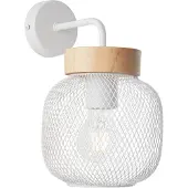 Brilliant Applique murale Giada, 26,5 cm, 1x E27, métal/bois, blanc/marron
