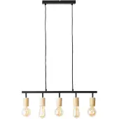 Brilliant Lampe Tiffany Suspension à 5 branches noir mat/naturel métal/plastique marron 5x A60, E27, 28 W