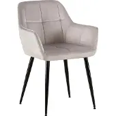 CLP - Fauteuil d'invité Emia avec coutures décoratives, couleur gris clair. Matériau : velours