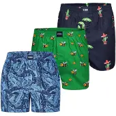 Happy Shorts Boxers ' Motiv Mix ' bleu / bleu foncé / vert gazon