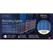 Lumineo Rideau Led Balcon Extérieur Lumière Chaude, 2x1m, 220 Leds -