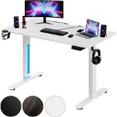 Casaria Bureau assis debout blanc 110x60x73-118cm avec écran LCD