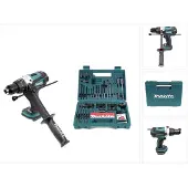 Makita DHP 458 Z Perceuse-visseuse à percussion sans fil 18V 91Nm + 100 pièces de Faises et Trépans pour perceuse