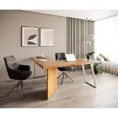DELIFE Bureau Live-Edge 170x170 acacia nature cadre gris tronc d'arbre