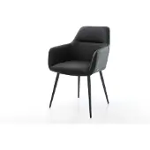 DELIFE Chaise-de-salle-à-manger Pejo-Flex cuir de vache noir 4 pieds coniques noir ressorts ensachés