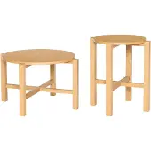 Hubsch Ensemble de quatre tables basses naturelles de 2 pièces