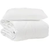 vidaXL : Couverture de lit avec 2 oreillers, blanc, microfibre