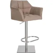 CLP Tabouret de bar Damaso avec revêtement en feutre, pivotant et réglable en hauteur, charge maximale 240 kg, couleur taupe, piètement en acier inoxydable