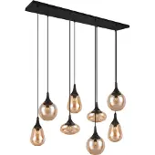 TRIO Suspension LUMINA noir et miel 8xE14x40W en métal, dimensions : 150 x 121 x 34,5 cm, IP20,