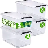 Deuba 4x Boîte de rangement plastique 20x15x12cm 2L