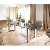 DELIFE Table-à-manger Edge 300x100 céramique Laminam noir desir brun inox large
