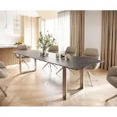 DELIFE Table-à-manger Edge 300x100 céramique Laminam nero greco gris inox étroit