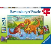 Ravensburger Jigsaw Puzzle Playing Dino's, 2x24pcs.