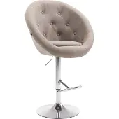 CLP Tabouret de bar London V2, revêtement en tissu, pivotant et réglable en hauteur | Couleur : taupe. Structure : chromée