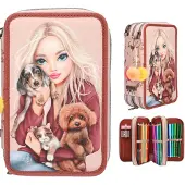 TOPModel FUR EVER FRIENDS, Étui rigide pour crayons, zinc, polyester, papier, métal, nylon, multicolore, illustration, intérieur/extérieur, filles