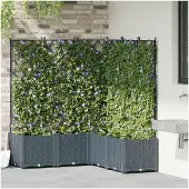 vidaXL Jardin - Jardinière, lot de 5, gris clair, 120 x 120 x 143 cm, plastique
