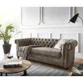 DELIFE Canapé Chesterfield 3 places 200x88 cm canapé vintage taupe