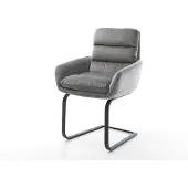DELIFE Cantilever Abelia-Flex avec accoudoirs velours gris pied cantilever plat noir