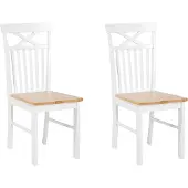 Beliani Lot de 2 chaises de salle à manger, blanc, bois d'hévéa, style scandinave