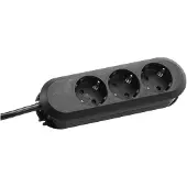 Bachmann multiprise smart 3fach noir 1,5m - 1,5 m zuleitung, geschraubt (mehrwegschrauben), sans schalter,3 schutzkontaktsteckdo