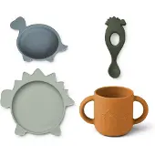 Liewood Service de vaisselle 'Vivi' bleu / cognac / gris / vert foncé