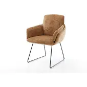 DELIFE Chaise-de-salle-à-manger Luan-Flex avec accoudoirs chenille rouille pied trapèze noir