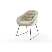 DELIFE Chaise-de-salle-à-manger Gaio-Flex tissu tissé doux beige pied trapèze noir