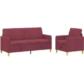 vidaXL Ensemble de canapés avec rangement, 2 pièces, polyester bordeaux