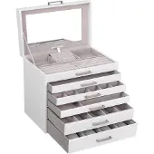 Songmics Boîte à bijoux à 6 niveaux, Blanc