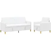vidaXL Ensemble de canapés avec rangement, 2 pièces, polyester blanc