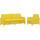 vidaXL Ensemble de canapés avec rangement, 2 pièces, polyester jaune clair