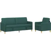 vidaXL Ensemble de canapés avec rangement, 2 pièces, polyester vert foncé